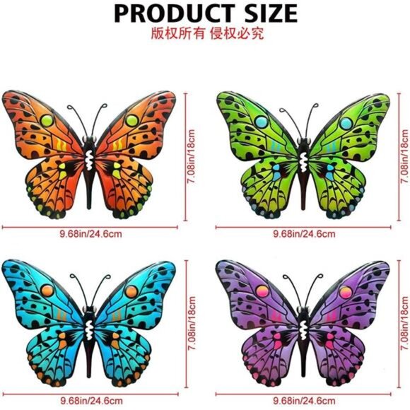 Metal Butterfly Wall Decor - 9.6" Outdoor Fence Wall Art Decor, Hanging Decor - Picture 3 of 7